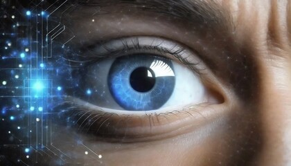 Obraz premium Modern technology digital screen on human eye. futuristic modern