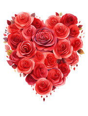 heart made of roses on transparent background