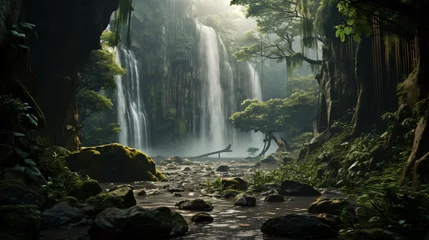 Keuken spatwand met foto Waterfall in the jungle © Cybonad