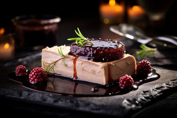 Foie Gras Terrine with Berry Reduction on Marble