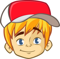 Cartoon small boy. .Vector illustration of young teenager outlined. Boy head drawing