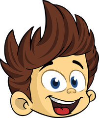 Cartoon small boy. .Vector illustration of young teenager outlined. Boy head drawing