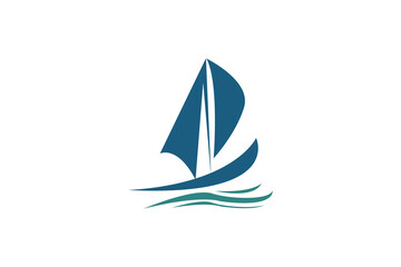 Simple Sailboat dhow ship line art logo design