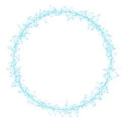 Dazzling neon atoms swirl into a blank frame, forming a futuristic circle suspended in space