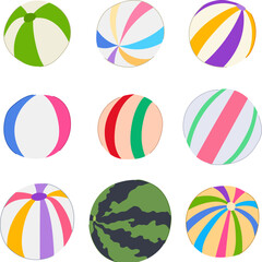 beach ball set cartoon. water red, color rubber, play yellow beach ball sign. isolated symbol vector illustration