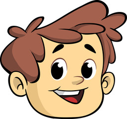 Cartoon small boy. .Vector illustration of young teenager outlined. Boy head drawing