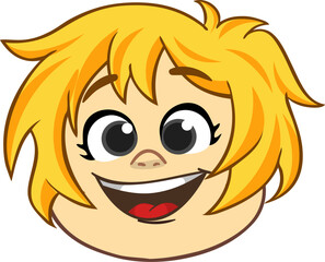 Cartoon small girl..Vector illustration of young teenager outlined. Girl head drawing