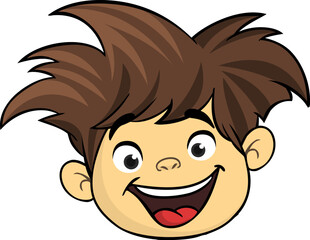Cartoon small boy. .Vector illustration of young teenager outlined. Boy head drawing