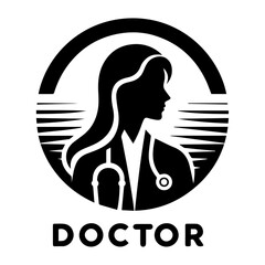 Doctor Icon vector art illustration, Doctor Vector silhouette, a doctor isolated white background