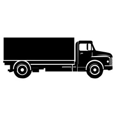 Truck Vector silhouette, Truck Icon vector illustration black color