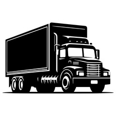 Truck Vector silhouette, Truck Icon vector illustration black color