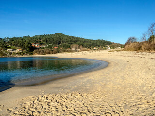 View of Limens beach. Rías Baixas, Galicia, Spain.