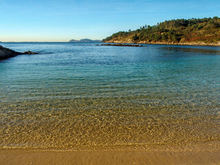 Obraz premium View of Limens Cove from the seashore. Rías Baixas, Galicia, Spain.