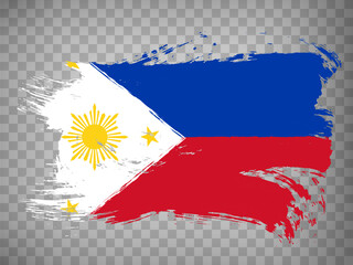 Flag Philippines, brush stroke background.  Flag of  Philippines on transparent background for your web site design, app, UI.  Stock vector. EPS10.