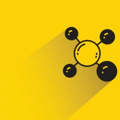 Fotobehang molecule with shadow on yellow background © bigpa