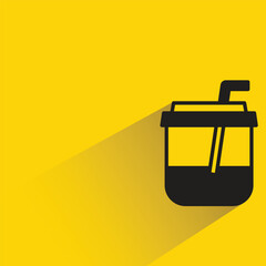 water glass icon with shadow on yellow background