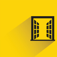 window pane icon with shadow on yellow background