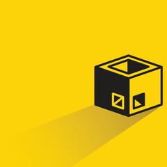 carton box icon with shadow on yellow background