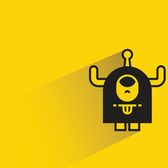 cartoon monster avatar with shadow on yellow background