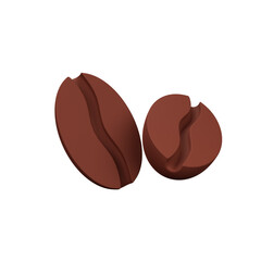 3D Rendered Coffee Bean Isolated on The Transparant Background