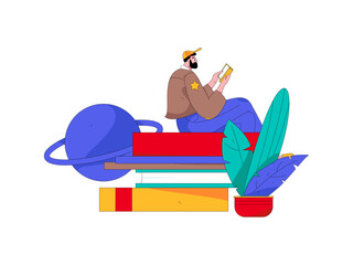 Education and learning people flat vector concept hand drawn illustration
