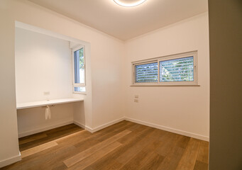 High resolution image of an empty ultra modern bedroom design interior- Israel