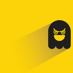 smile ghost emoticon with shadow on yellow background