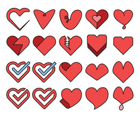 heart icons set vector illustration