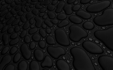 Illustration of a dark background with drops on the surface and effects