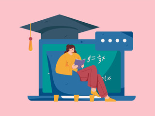 Education and learning people flat vector concept hand drawn illustration
