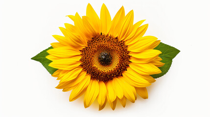 Sunflower over white background