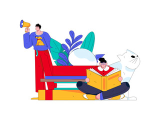 Education and learning people flat vector concept hand drawn illustration

