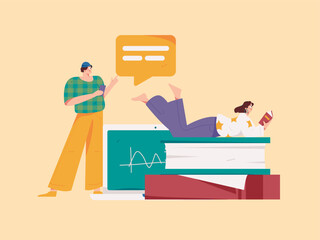 Education and learning people flat vector concept hand drawn illustration
