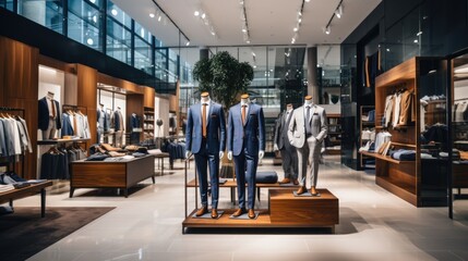 Luxury Clothing Store Interior with Designer Suits