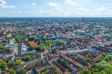 Ausblick auf das Georgsviertel in der schwäbischen Bezirkshauptstadt Augsburg von oben
