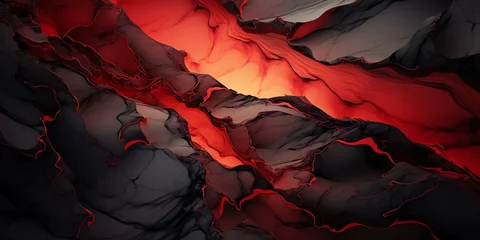 Schilderijen op glas a red and black lava flow © Tatiana