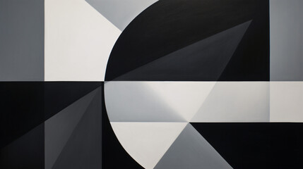 Monochrome painting geometric shapes