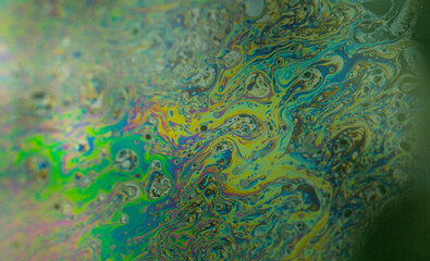 Fototapeta na wymiar Macro view of a soap bubble, soap bubble texture