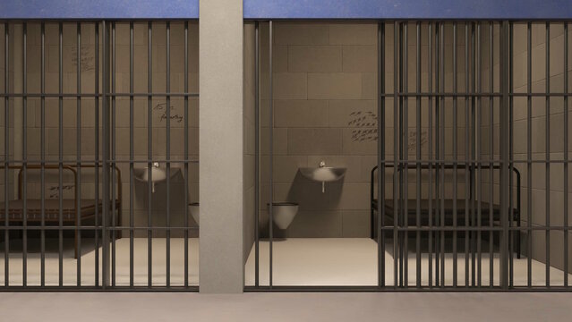 テレビ会議背景用 ZOOM会議背景用 CG 3d 3D Rendering Images 刑務所 拘置所 留置所 拘束 犯罪 刑法 刑法犯 prison cell Jail background video conferencing background