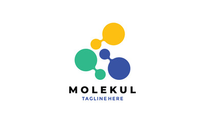 Molecular logo vector biology science technology symbol of connection network innovative