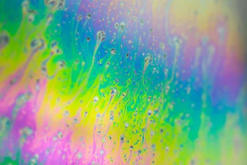 Fotobehang Macro view of a soap bubble, soap bubble texture © Anton