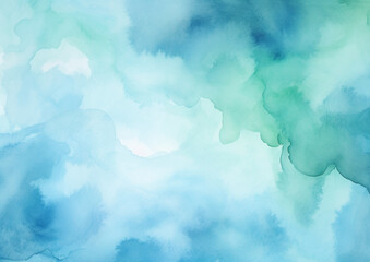背景、バナー用の液体流体テクスチャーを持つティール色の青と緑による抽象的な水彩絵の具の背景,Abstract watercolor background by teal blue and green with liquid fluid texture for background, banner,Generative AI	