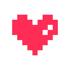 Pixel heart red 8 bit for poster pattern, print, design, elements