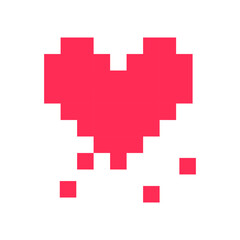 Pixel heart red 8 bit for poster pattern, print, design, elements