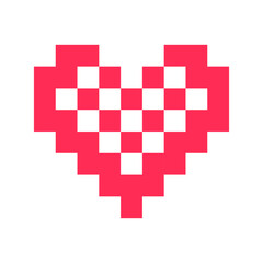 Pixel heart red 8 bit for poster pattern, print, design, elements