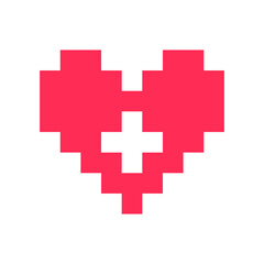 Fototapeta premium Pixel heart red 8 bit for poster pattern, print, design, elements