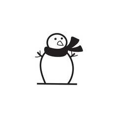 Snowman. Cartoon style in line, outline. Vector illustration.