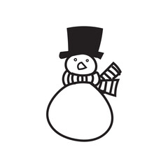 Snowman. Cartoon style in line, outline. Vector illustration.