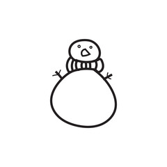 Snowman. Cartoon style in line, outline. Vector illustration.