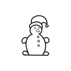 Snowman. Cartoon style in line, outline. Vector illustration.